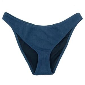 NEW J. Crew Textured Curved-waist Cheeky Bikini Bottom Blue Women’s XL BC050 $59